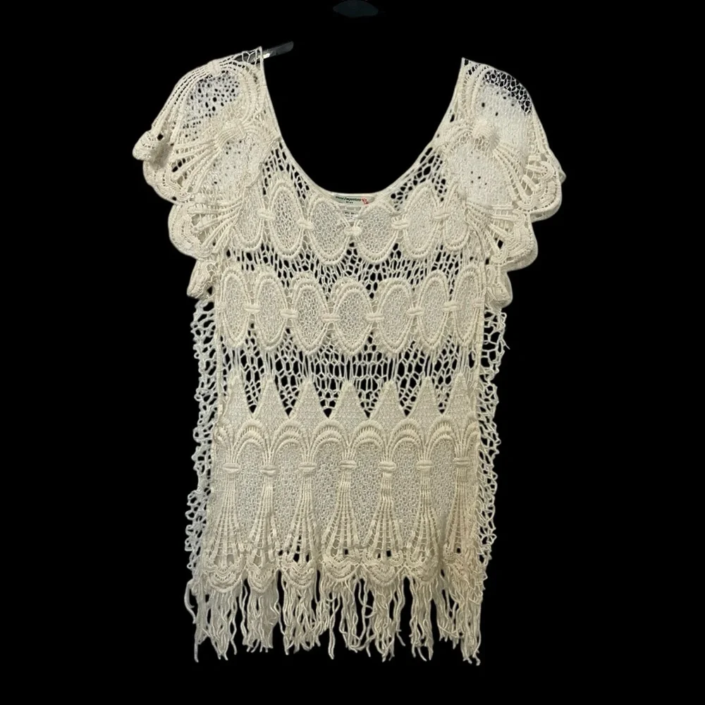 Boho Fringe Crochet Knit Top